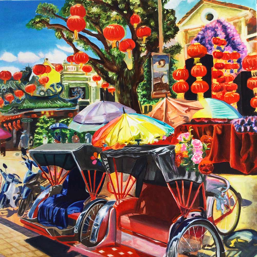 Chinese New Year Trishaws 2020, oil on canvas