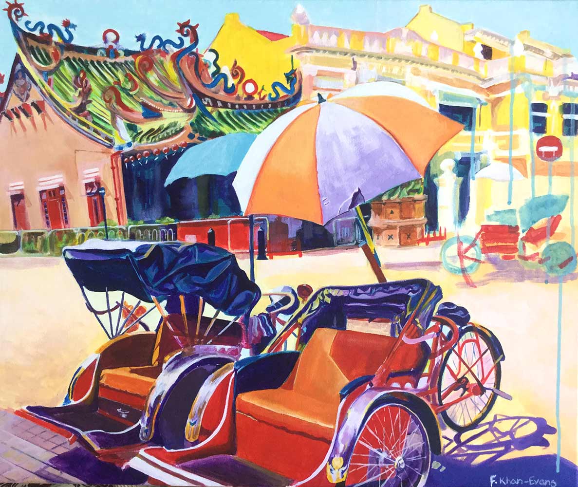 George Town, Malaysia, Trishaw - oil on canvas