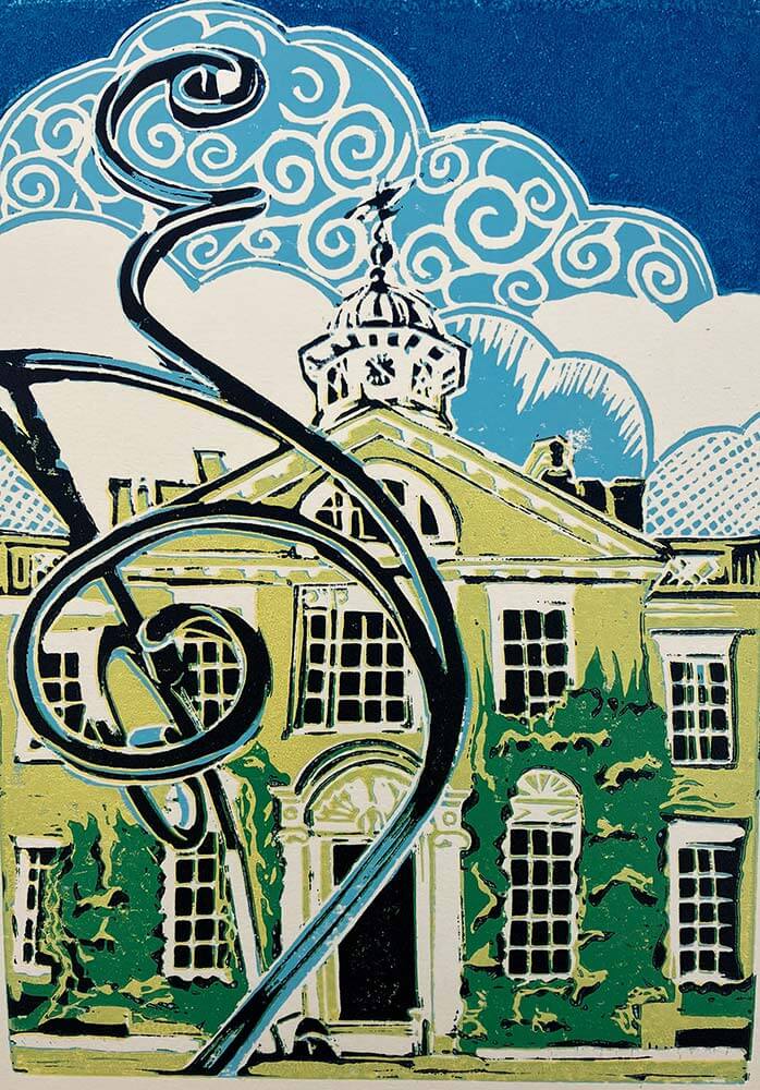 Polesden Lacey House, Surrey - linocut