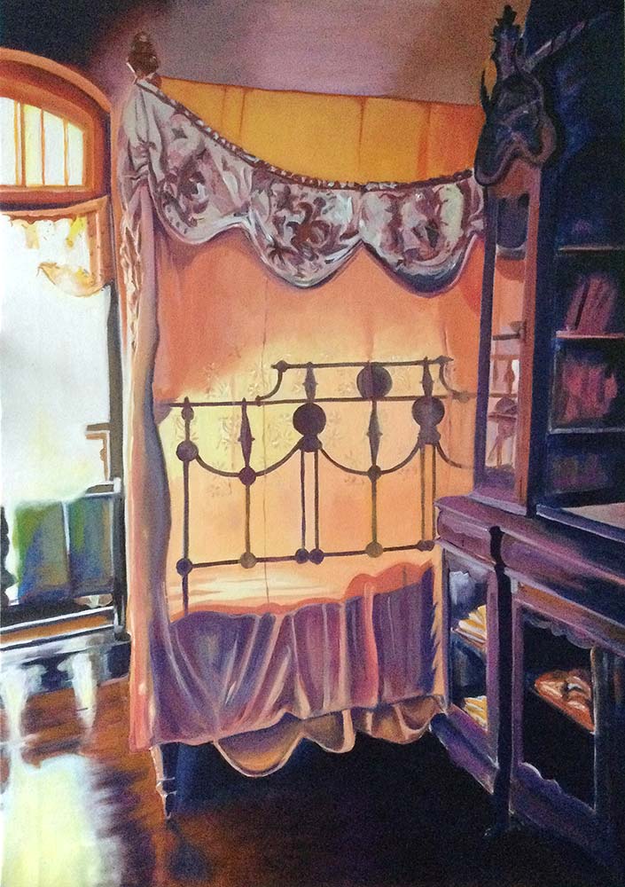 Peranakan Bed Chamber, Penang, oil on canvas